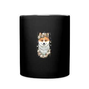 Portrait de la mariée japonaise Shiba Inu - Mug uni - noir - Devant