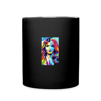Woman | Face | Girls | Anime - Full Colour Mug - black - Front