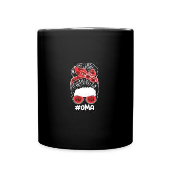 Akkordeonspieler Oma Akkordeon - Tasse einfarbig - Schwarz - Vorne