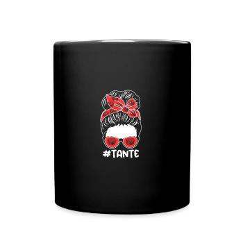 Akkordeonspieler Tante Akkordeon - Tasse einfarbig - Schwarz - Vorne