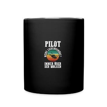 Pilot Fliegen Flieger Helikopter Hubschrauber - Tasse einfarbig - Schwarz - Vorne
