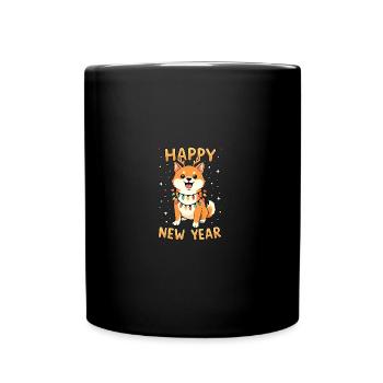 Shiba Inu - Weihnachtslichter - Tasse einfarbig - Schwarz - Vorne