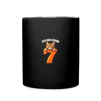 7. Geburtstag Mädchen Junge Katze Ich Bin Schon - Tasse einfarbig - Schwarz - Vorne