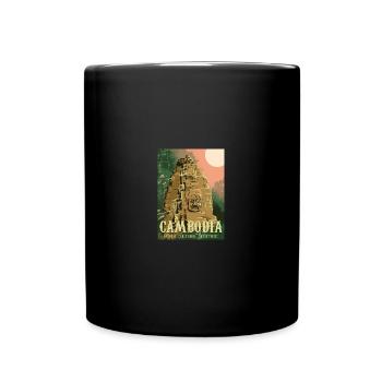 Cambodge Temple Khmer Vintage Palms I Cadeau - Mug uni - noir - Devant