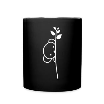 Petit ours derrière une fleur - Mug uni - noir - Devant
