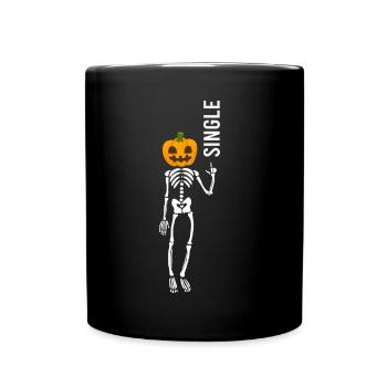 Halloween-Single-Party Kürbis-Skelett will Liebe - Tasse einfarbig - Schwarz - Vorne