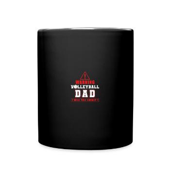 Warning Volleyball Dad - Tasse einfarbig - Schwarz - Vorne