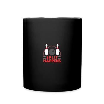 Split Happens - Bowling Team Bowler Pin Humor - Tasse einfarbig - Schwarz - Vorne