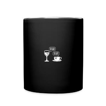 Wine and Coffee Love - Tasse einfarbig - Schwarz - Vorne