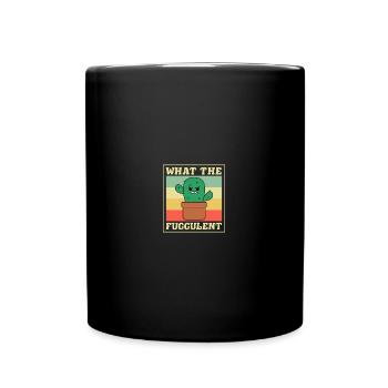 What the Fucculent Retro Cactus Succulent - Tasse einfarbig - Schwarz - Vorne