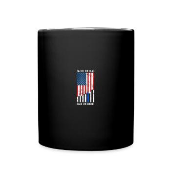 Salute The Flag Back The Badge Flag Law - Tasse einfarbig - Schwarz - Vorne
