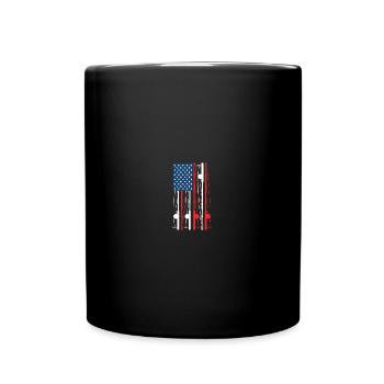 American Flag Fishing Rod USA Patriotic - Tasse einfarbig - Schwarz - Vorne