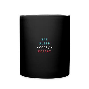 Coding IT Geek - Eat Sleep Code Repeat Programming - Tasse einfarbig - Schwarz - Vorne