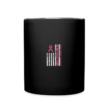 Pink Ribbon Breast Cancer American Flag - Tasse einfarbig - Schwarz - Vorne
