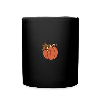 Pumpkin With Pilgrim Hat Cute Thanksgiving - Tasse einfarbig - Schwarz - Vorne