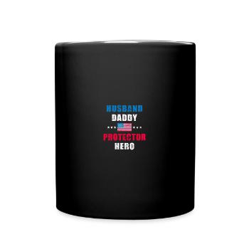 Proud Patriotic USA Flag Husband Daddy Protector - Tasse einfarbig - Schwarz - Vorne