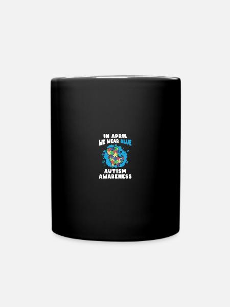 In April We Wear Blue Autism Awareness Puzzle - Tasse einfarbig - Schwarz