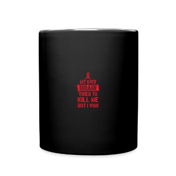 My Own Brain Tried To Kill Me But I Won - Stroke - Tasse einfarbig - Schwarz - Vorne
