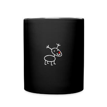 Rentier Rudolp freut sich auf ugly Weihnachten! - Tasse einfarbig - Schwarz - Vorne
