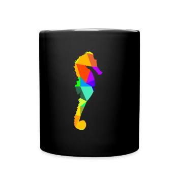 Seahorse Sea Animal Rainbow Animals Polygon - Full Colour Mug - black - Front