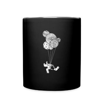 Astronaut & Planeten Luftballons - Mond & Weltall - Tasse einfarbig - Schwarz - Vorne