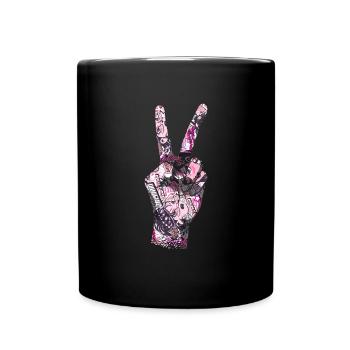 Peace Zeichen Manga Comic Stil - Tasse einfarbig - Schwarz - Vorne