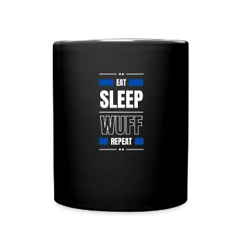 manger sommeil wuff chien répéter idée cadeau chien - Mug uni - noir - Devant