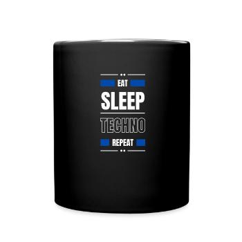 manger dormir techno répéter l’idée cadeau fête en disant - Mug uni - noir - Devant