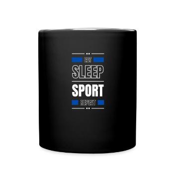 eat sleep sport repeat gift idea saying gym - Full Colour Mug - black - Front