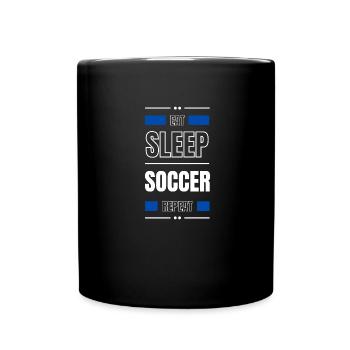 eat sleep soccer repeat gift idea saying - Full Colour Mug - black - Front