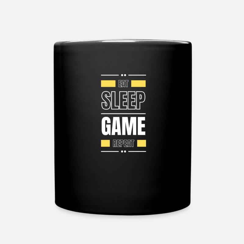 eat sleep game repeat geschenk idee spruch gamer - Tasse einfarbig - Schwarz