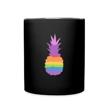 Ananas Regenbogen - Tasse einfarbig - Schwarz - Vorne
