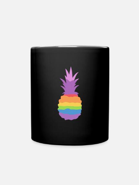 Ananas Regenbogen - Tasse einfarbig - Schwarz