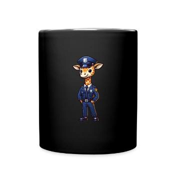 Cute Giraffe Police Officer - Full Colour Mug - black - Front