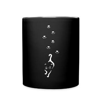 cat with paw print - Full Colour Mug - black - Front