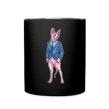Sphynx Katze Bräutigam Sakko Hochzeit - Tasse einfarbig - Schwarz - Vorne