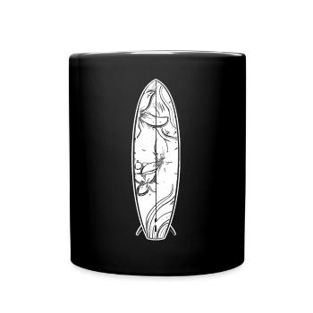 Cartoon Surfbrett - Tasse einfarbig - Schwarz - Vorne