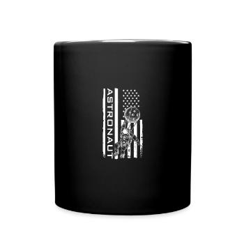 Astronaut USA Flag Moon Riding - Full Colour Mug - black - Front