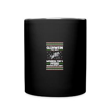 Weihnachtsmann Weihnachten Reiten Reiterin Pferde - Tasse einfarbig - Schwarz - Vorne