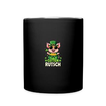 Guten Rutsch - Glücksschwein Silvester - Tasse einfarbig - Schwarz - Vorne