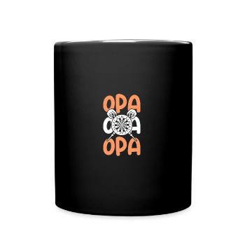 Dartspieler Opa Darts - Tasse einfarbig - Schwarz - Vorne