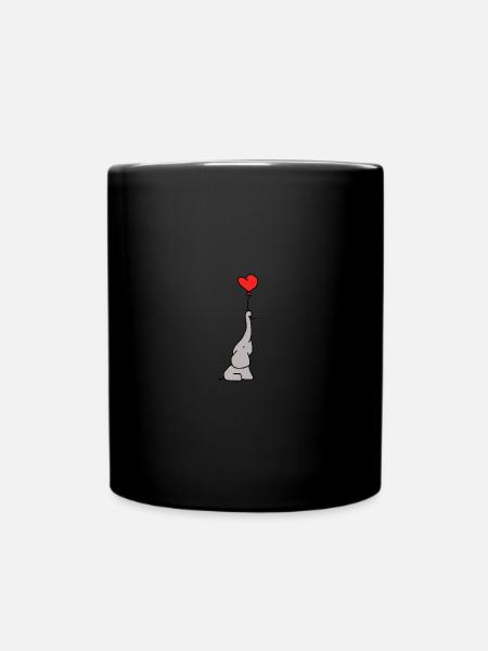 Éléphant avec ballon coeur - Mug uni - noir