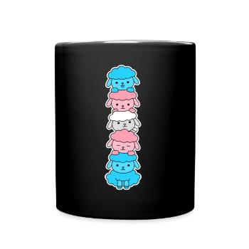 Trans flag sheep design for trans people - Full Colour Mug - black - Front