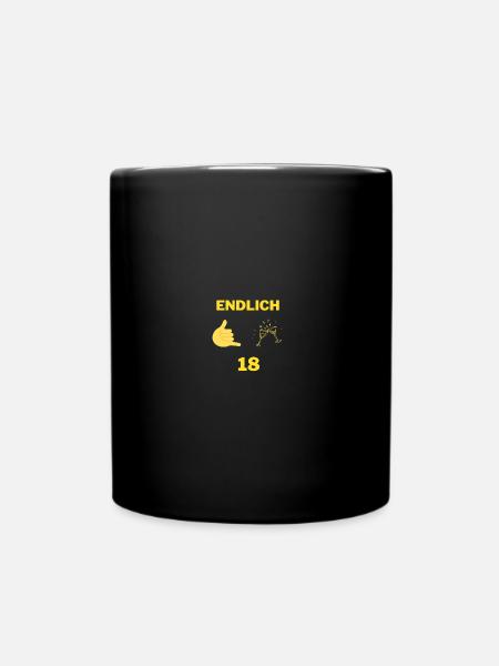 Endlich 18 - Tasse einfarbig - Schwarz