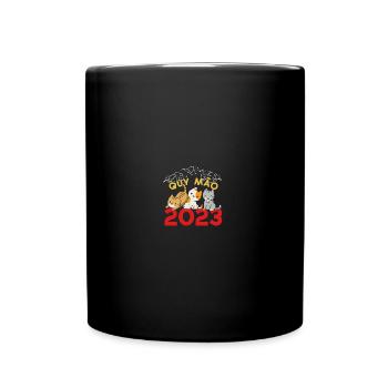 Vietnamesisches Neujahr Katze 2023 I Geschenk - Tasse einfarbig - Schwarz - Vorne