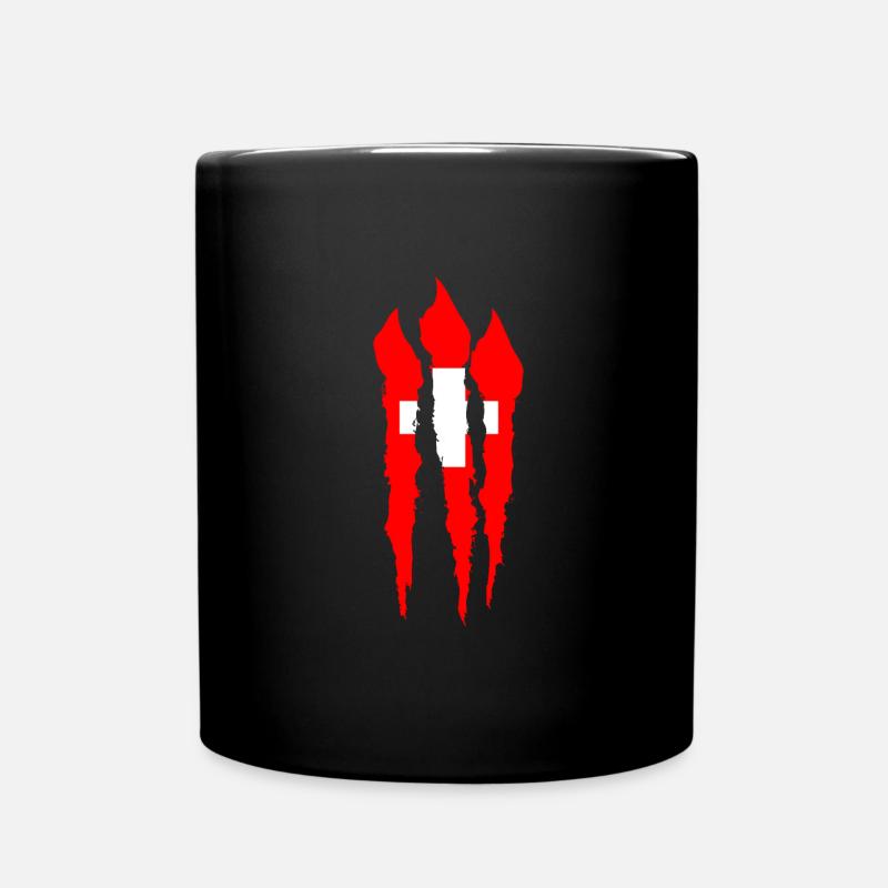 Schweiz Flagge Vintage Kreuz Used Look Schweizer - Tasse einfarbig - Schwarz