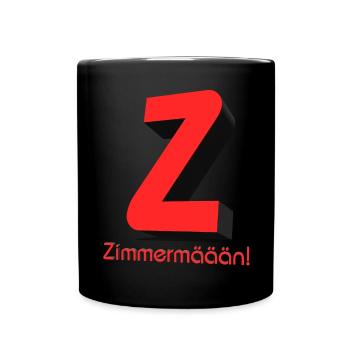 Zimmermann lustig Zimmermäään Superheld Baustelle - Tasse einfarbig - Schwarz - Vorne
