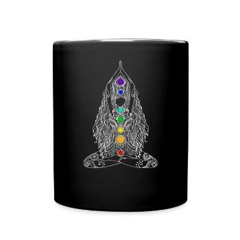 Yoga Chakra Energie lotusblüte buddha tattoo Girl - Tasse einfarbig - Schwarz - Vorne