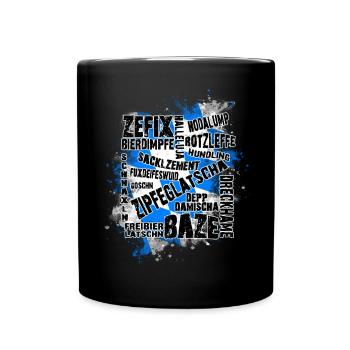 Bayrische Schimpfwörter - Tasse einfarbig - Schwarz - Vorne