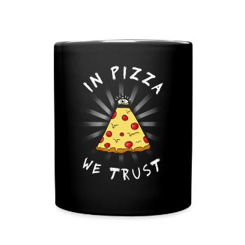 Pizza All Seeing Eye Illuminati Funny Food auge ma - Mug uni - noir - Devant